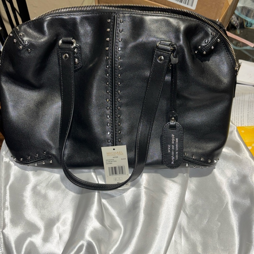 Michael Kors Astro Re-Edition 2004 Black Studded Leather shoulder Handbag